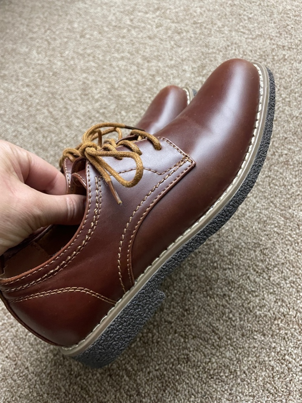 Deer Stags Brown Leather Derby Oxford Boys size 3